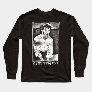 Gene Vincent // Rockabilly Faded Style Fan Design Long Sleeve T-Shirt